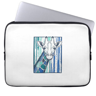 Kleurrijke Giraffe Portret Vintage Gravure Vector Laptop Sleeve