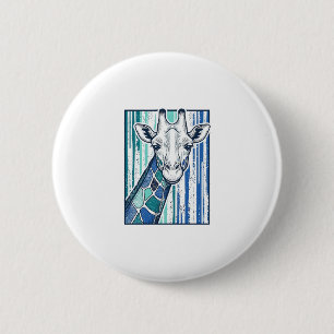 Kleurrijke Giraffe Portret Vintage Gravure Vector Ronde Button 5,7 Cm