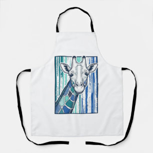 Kleurrijke Giraffe Portret Vintage Gravure Vector Schort