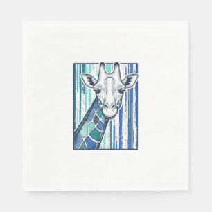 Kleurrijke Giraffe Portret Vintage Gravure Vector Servet