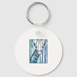 Kleurrijke Giraffe Portret Vintage Gravure Vector Sleutelhanger