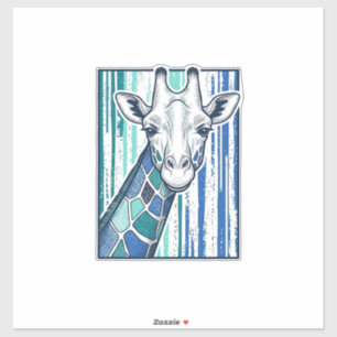 Kleurrijke Giraffe Portret Vintage Gravure Vector Sticker