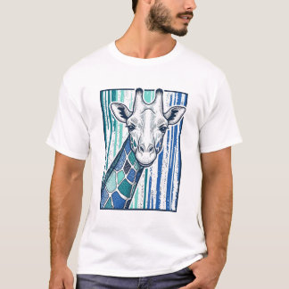 Kleurrijke Giraffe Portret Vintage Gravure Vector T-shirt