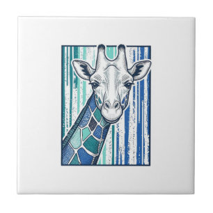 Kleurrijke Giraffe Portret Vintage Gravure Vector Tegeltje