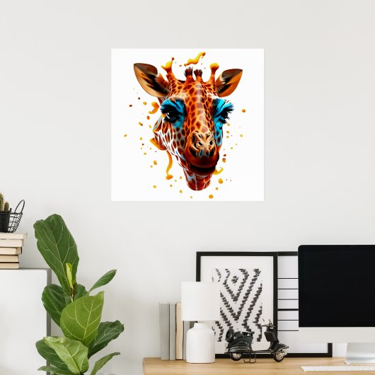Kleurrijke Giraffe Poster (Thuiskantoor)