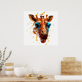 Kleurrijke Giraffe Poster