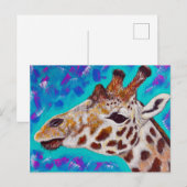 Kleurrijke Giraffe schilderen Briefkaart (Voorkant / Achterkant)