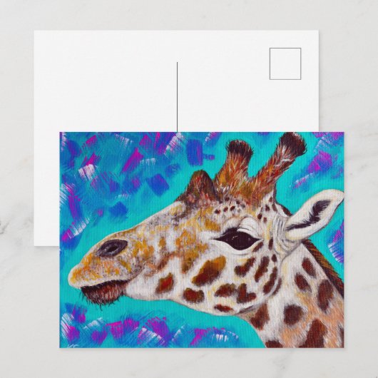 Kleurrijke Giraffe schilderen Briefkaart (Voorkant / Achterkant)