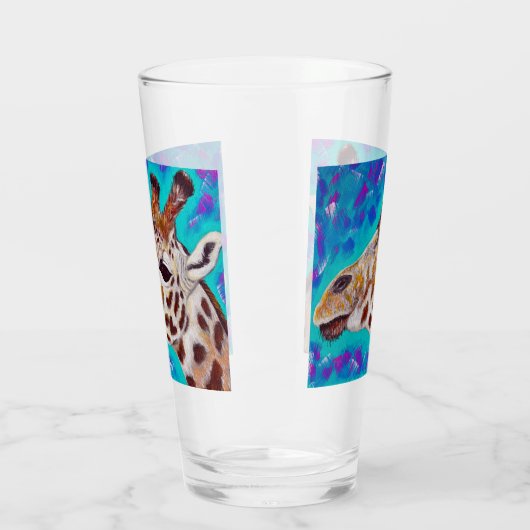 Kleurrijke Giraffe schilderen Glas (Links)