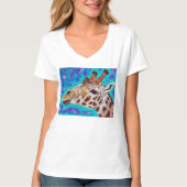 Kleurrijke Giraffe schilderen T-shirt (Voorkant)