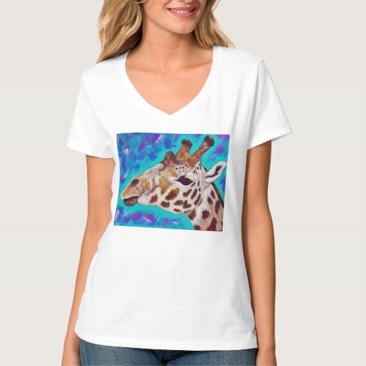 Kleurrijke Giraffe schilderen T-shirt (Voorkant)