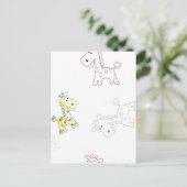 Kleurrijke Giraffe Sketch Briefkaart – Artistic An (Staand voorkant)