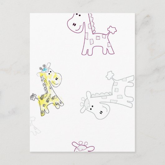 Kleurrijke Giraffe Sketch Briefkaart – Artistic An (Voorkant)