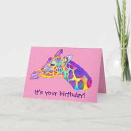 Kleurrijke Giraffe Verjaardag Kaart