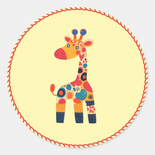 Kleurrijke Giraffe voor kinderen Ronde Sticker (Voorkant)