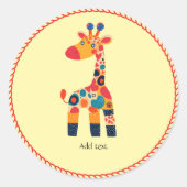 Kleurrijke Giraffe voor kinderen sjabloon Ronde Sticker (Voorkant)