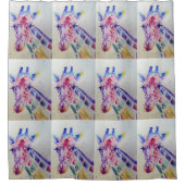Kleurrijke Giraffe Waterverf Art Shower Curtain Douchegordijn (Voorkant)