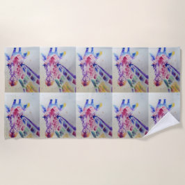 Kleurrijke Giraffe Waterverf keuken Strandlaken