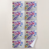 Kleurrijke Giraffe Waterverf keuken Strandlaken (Voorkant)