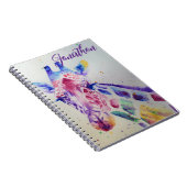 Kleurrijke Giraffe waterverf Kunst Jongens Notitieboek (Rechterzijde)