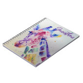 Kleurrijke Giraffe waterverf Kunst Jongens Notitieboek (Linkerzijde)