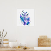 Kleurrijke Giraffe Waterverf Poster (Keuken)