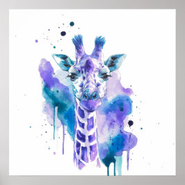 Kleurrijke Giraffe Waterverf Poster
