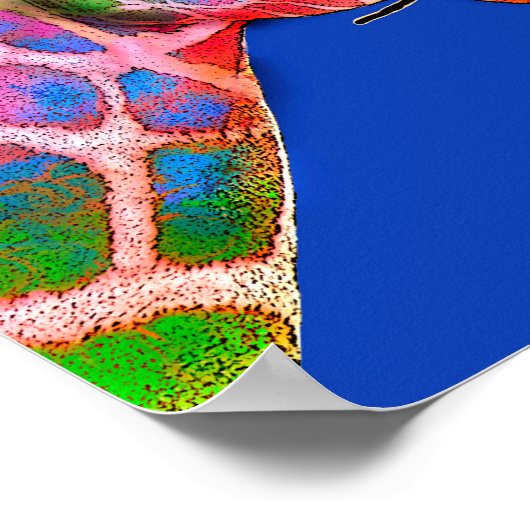 Kleurrijke Giraffe Zonnebloem Poster (Hoek)