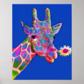 Kleurrijke Giraffe Zonnebloem Poster (Voorkant)
