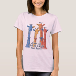 Kleurrijke Giraffen Geknoopte Grappige Dieren T-shirt