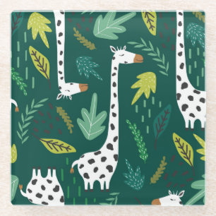 Kleurrijke Giraffes: Decoratief dierenpatroon. Glazen Onderzetter
