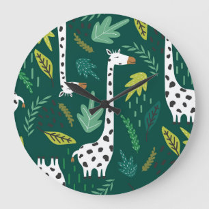 Kleurrijke Giraffes: Decoratief dierenpatroon. Grote Klok