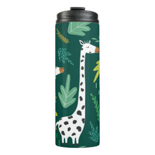 Kleurrijke Giraffes: Decoratief dierenpatroon. Thermosbeker