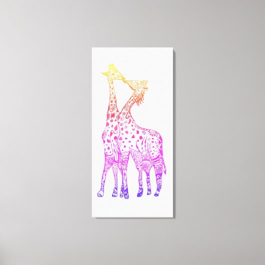 Kleurrijke Giraffes Graphic Art Drawing Canvas Pri (Voorkant)