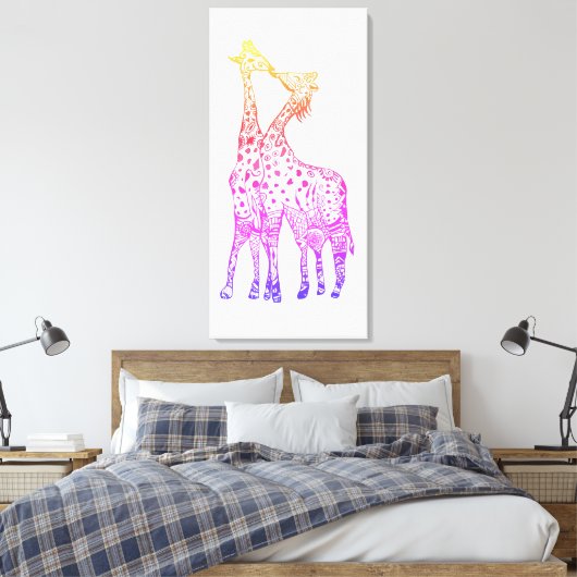 Kleurrijke Giraffes Graphic Art Drawing Canvas Pri (Insitu (Slaapkamer))
