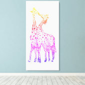 Kleurrijke Giraffes Graphic Art Drawing Canvas Pri (Insitu (Houten vloer))