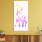 Kleurrijke Giraffes Graphic Art Drawing Canvas Pri (Insitu (Woonkamer))