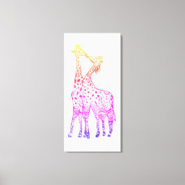 Kleurrijke Giraffes Graphic Art Drawing Canvas Pri Afdruk