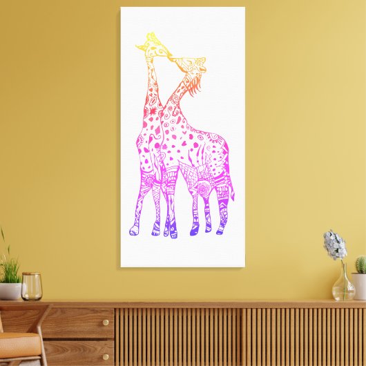 Kleurrijke Giraffes Graphic Art Drawing Canvas Pri Afdruk (Insitu (Woonkamer))