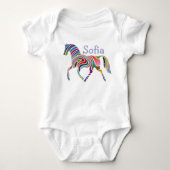 Kleurrijke Girly Fantasy Paard gepersonaliseerd Romper (Voorkant)