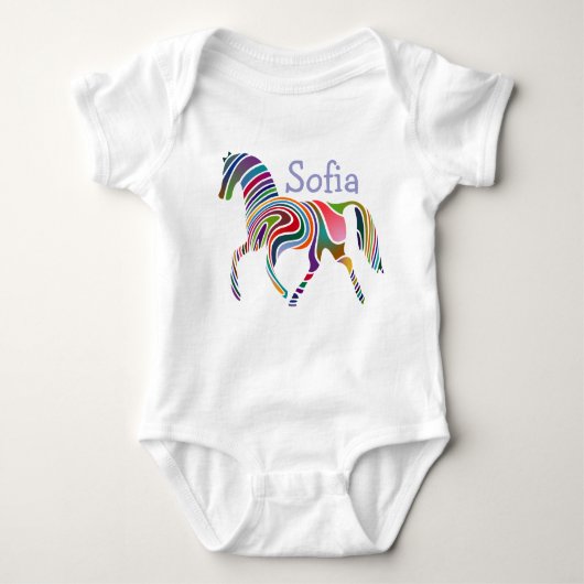 Kleurrijke Girly Fantasy Paard gepersonaliseerd Romper (Voorkant)