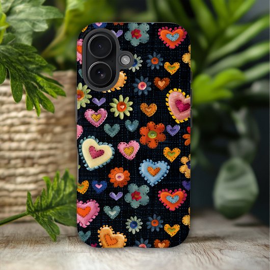 Kleurrijke Girly Love Hearts Flower 3D-patroon Case-Mate iPhone Case