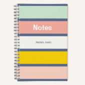 Kleurrijke Girly Pastel Monogrammed Volledige Naam Notitieboek (Voorkant)