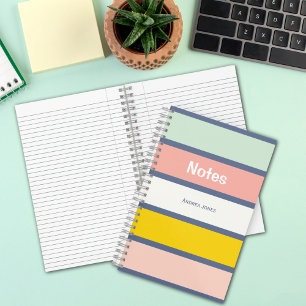 Kleurrijke Girly Pastel Monogrammed Volledige Naam Notitieboek