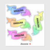 Kleurrijke Girly Rainbow Naam Banner Sticker (Vel)