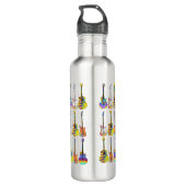 Kleurrijke gitaar patroon monogram waterfles (Achterkant)