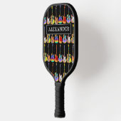 Kleurrijke Gitaar Patroon Naam Pickleball Paddle (Links)