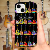 Kleurrijke gitaar patroon op zwart voeg naam toe Case-Mate iPhone case