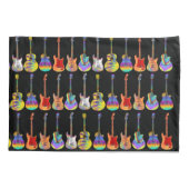 Kleurrijke gitaar patroon op zwart voeg naam toe kussensloop (Achterkant)