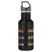kleurrijke gitaar Patroon op Zwart voeg Naam toe Waterfles (Achterkant)